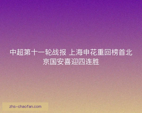 中超第十一轮战报 上海申花重回榜首北京国安喜迎四连胜